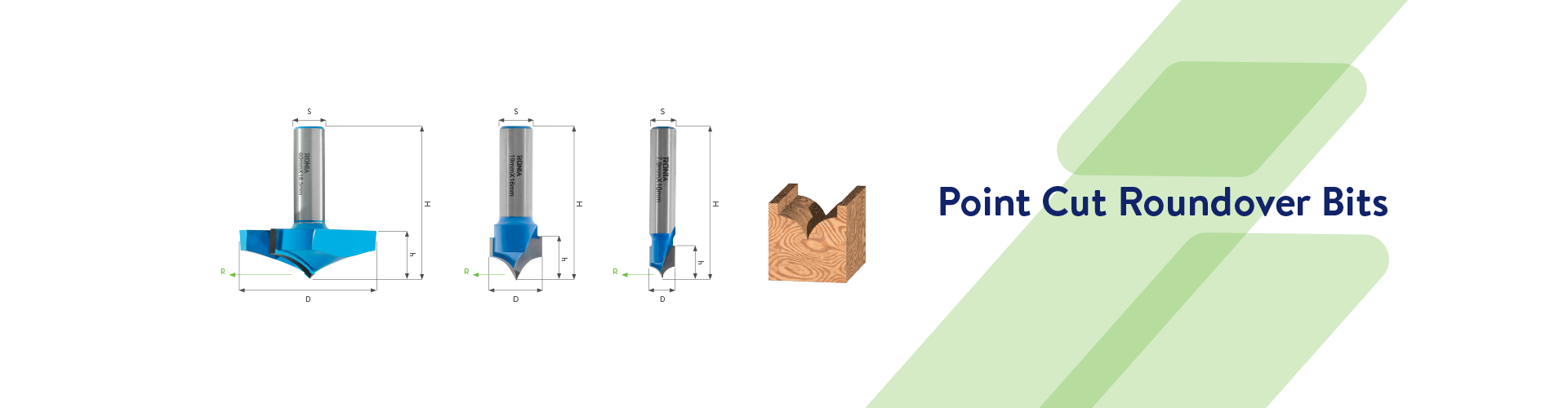 Point Cut Roundover Bits